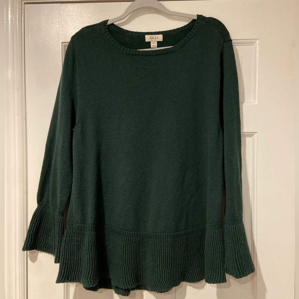 Style & Co Green Ribbed Hem Sweater – XL